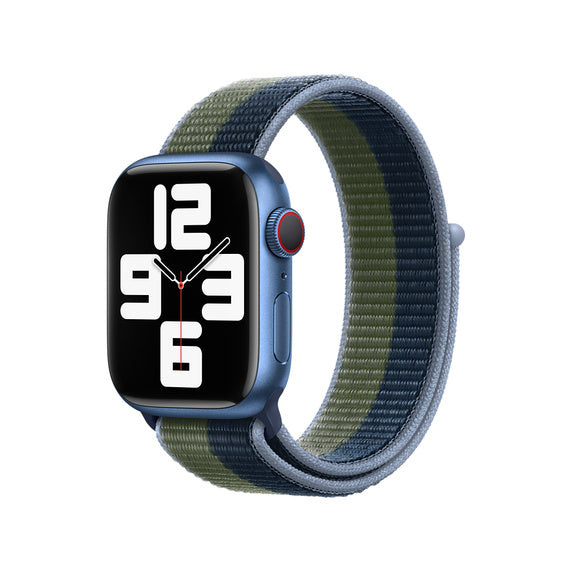 Apple Watch 41mm hlubomořsky modrý/mechově zelený provlékací sportovní řemínek Hlubokomořsky modrá/mechově zelená