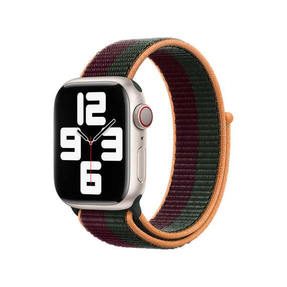 Apple Watch 41mm tmavě višňový/piniový provlékací sportovní řemínek Višňová/piniově zelená