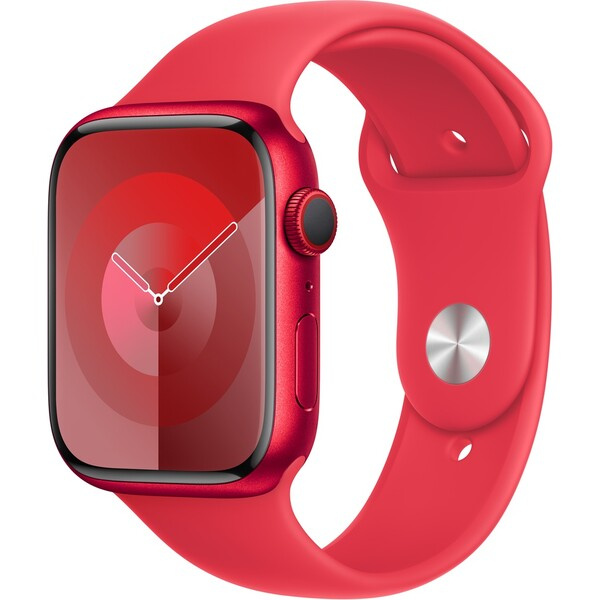 Apple Watch Series 9 Cellular 45mm (PRODUCT)RED hliník s (PRODUCT)RED sportovním řemínkem S/M Červená