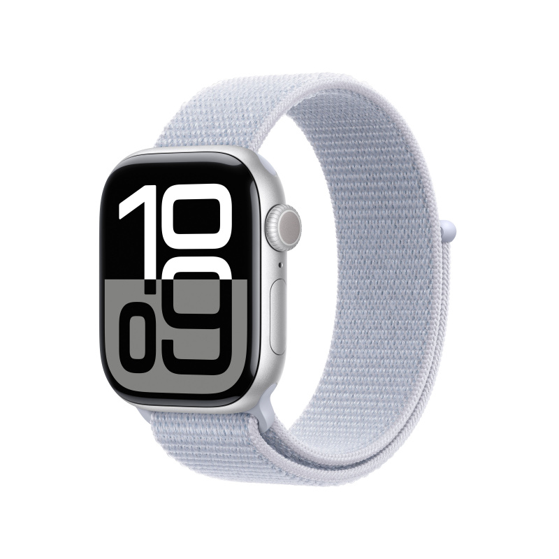 Apple Watch Series 10 42mm Stříbrný hliník s oblačně modrým provlékacím řemínkem