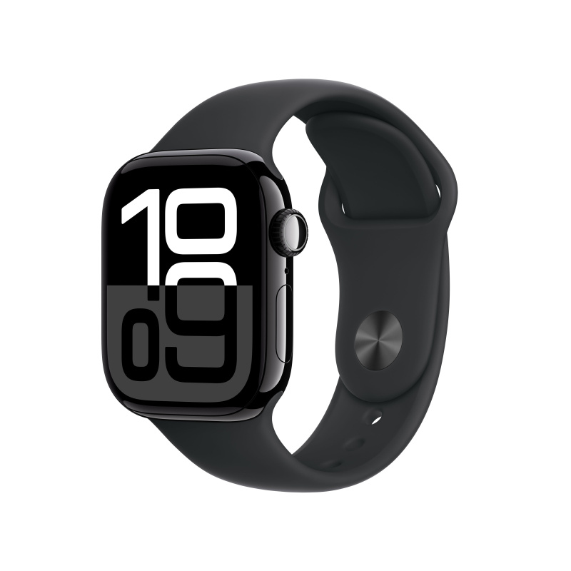 Apple Watch Series 10 Cellular 42mm Klavírně černý hliník s černým sportovním řemínkem S/M