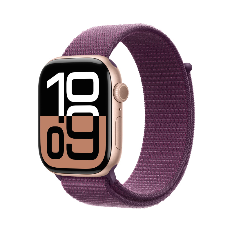 Apple Watch Series 10 Cellular 46mm Růžově zlatý hliník se švestkovým provlékacím řemínkem