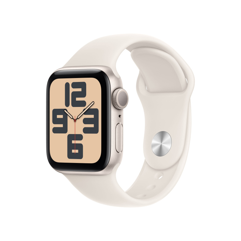 Apple Watch SE (2024) 40mm Hvězdně bílý hliník s hvězdně bílým sportovním řemínkem M/L
