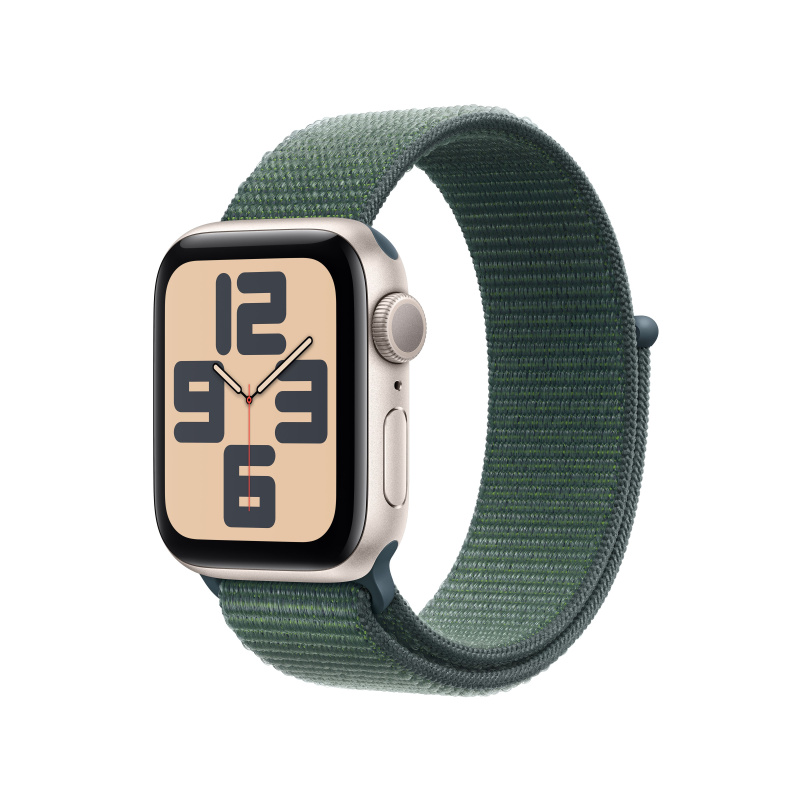 Apple Watch SE (2024) 40mm Hvězdně bílý hliník s jezerně zeleným provlékacím řemínkem