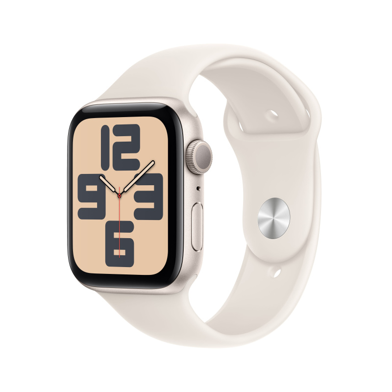 Apple Watch SE (2024) 44mm Hvězdně bílý hliník s hvězdně bílým sportovním řemínkem S/M