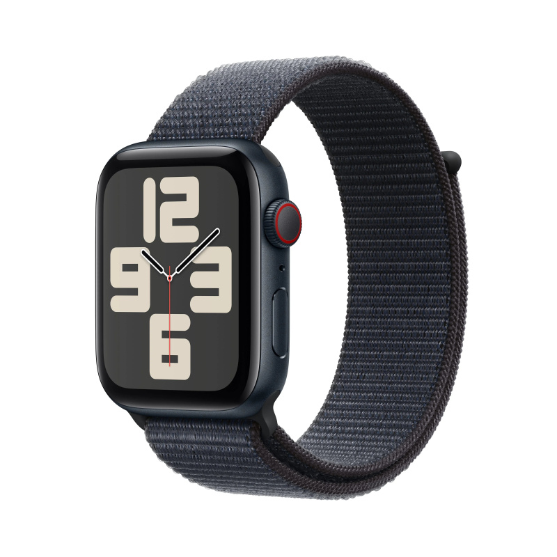 Apple Watch SE (2024) Cellular 44mm Temně inkoustový hliník s inkoustově provlékacím řemínkem