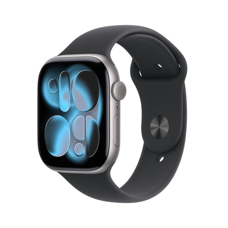 Apple Watch Series 11 (42mm) Vesmírně šedý hliník s černým sportovním řemínkem M/L