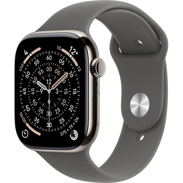 Apple Watch Series 11 Cellular (46mm) Přírodní titan se skálově šedým sportovním řemínkem S/M