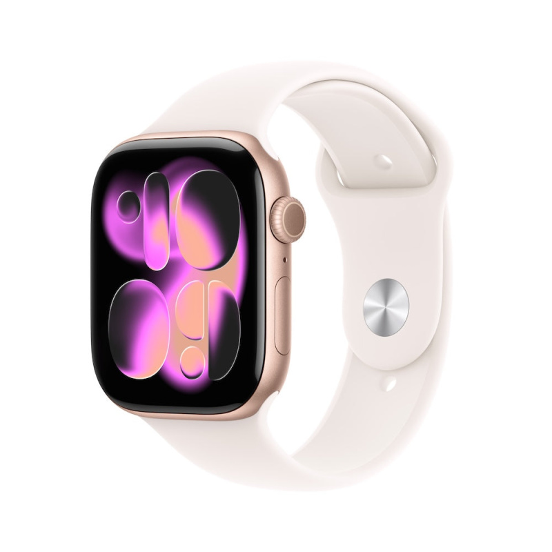 Apple Watch Series 11 Cellular (46mm) Růžově zlatý hliník se světle ruměnným sportovním řemínkem M/L