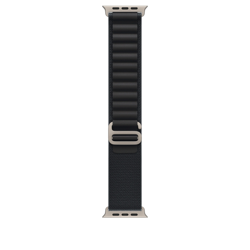 Řemínek pro Apple Watch 44/45/46/49 mm Apple černý Alpský tah - střední - provedení z přírodního titanu