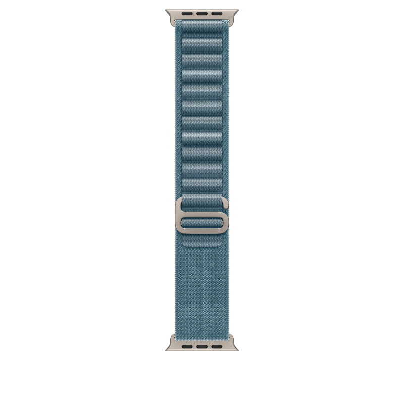 Řemínek pro Apple Watch 44/45/46/49 mm Apple světle modrý Alpský tah - střední - provedení z přírodního titanu