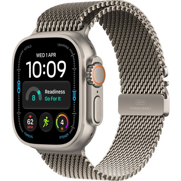 Apple Watch Ultra 4 49mm Přírodní titan s přírodně titanovým milánským tahem L