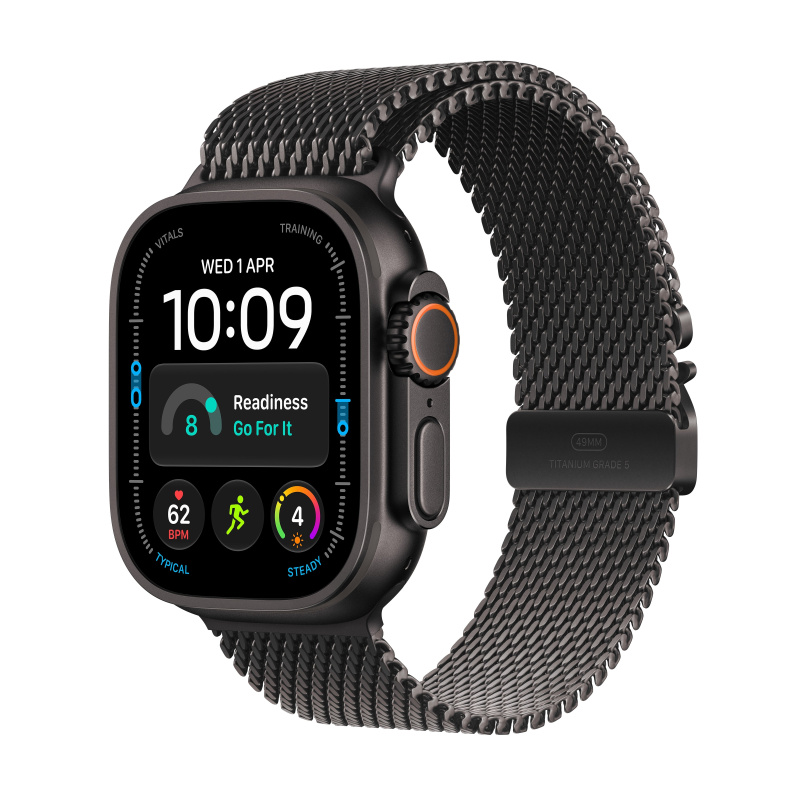 Apple Watch Ultra 4 49mm Černý titan s černým titanovým milánským tahem M