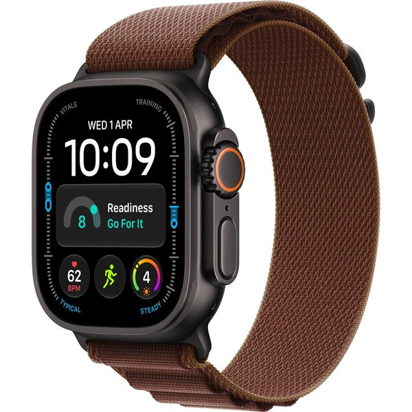 Apple Watch Ultra 4 49mm Černý titan s burgundsky červeným Alpským tahem S