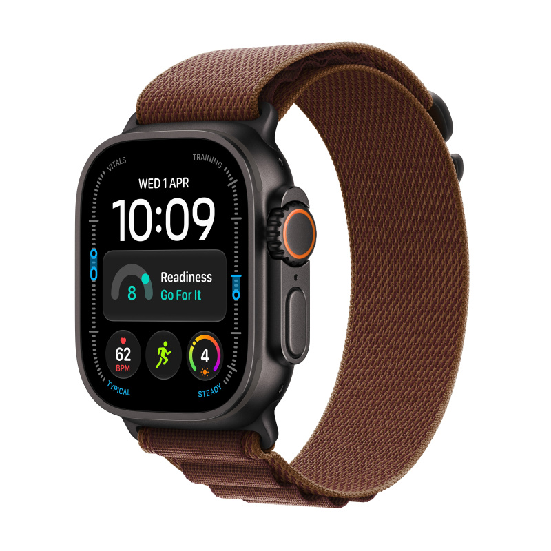 Apple Watch Ultra 4 49mm Černý titan s burgundsky červeným Alpským tahem L