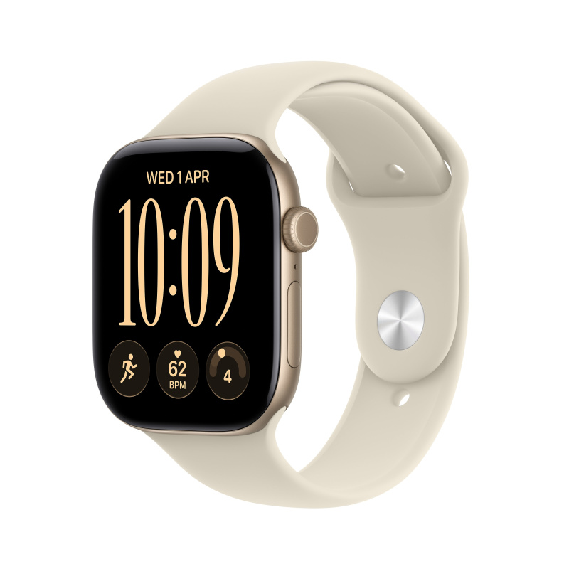 Apple Watch Series 12 (42mm) Světle zlatý hliník s pískovým sportovním řemínkem M/L