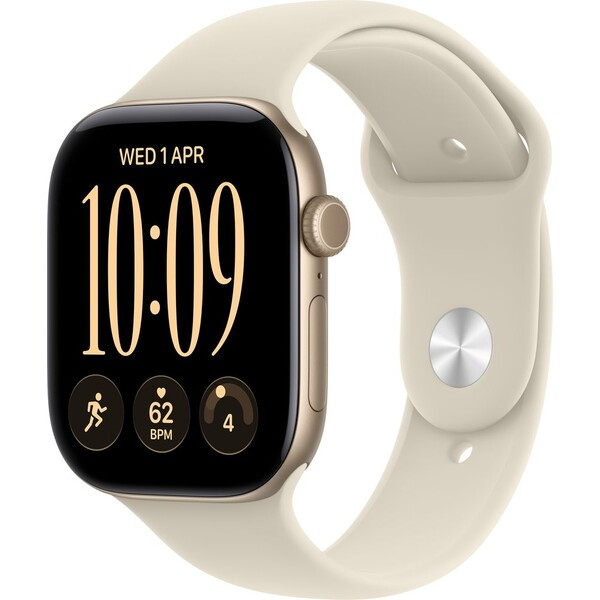 Apple Watch Series 12 Cellular (42mm) Světle zlatý hliník s pískovým sportovním řemínkem M/L