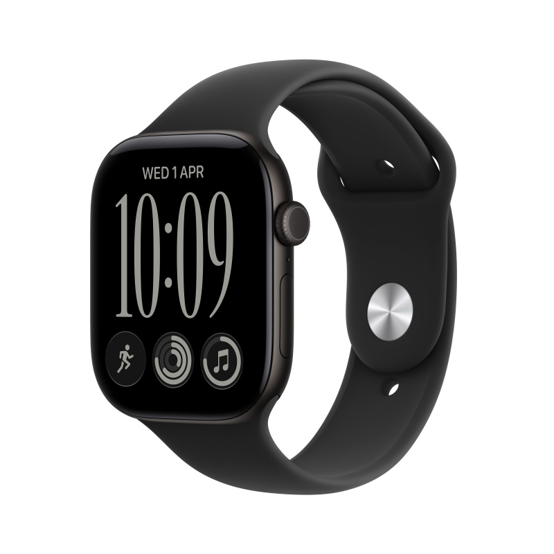 Apple Watch Series 12 Cellular (46mm) Černý hliník s černým sportovním řemínkem M/L