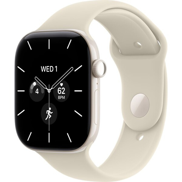 Apple Watch Series 12 Cellular (46mm) Perlově bílá keramika s pískovým sportovním řemínkem M/L