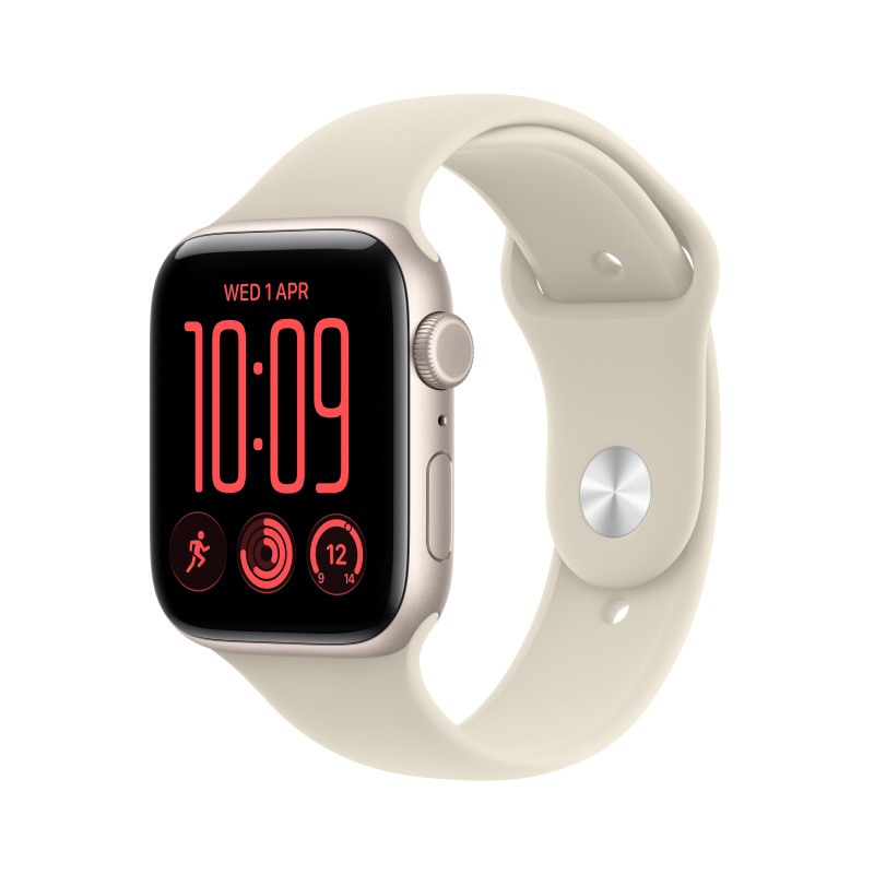 Apple Watch SE 3 (2026) Cellular 40mm Hvězdně bílý hliník s pískovým sportovním řemínkem M/L