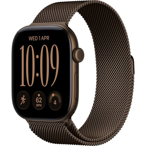 Apple Watch Series 12 Cellular (46mm) Tmavě bronzový hliník s tmavě bronzovým milánským tahem S/M