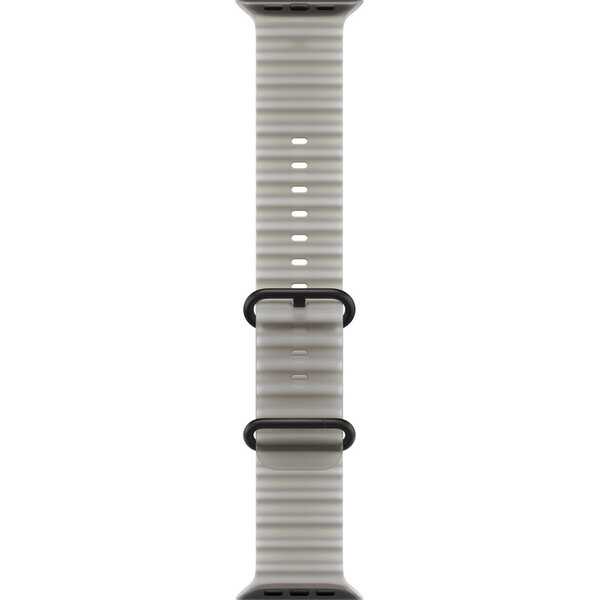 Apple Watch 49/46/45/44mm průsvitně šedý oceánský řemínek z černého titanu – prodloužení