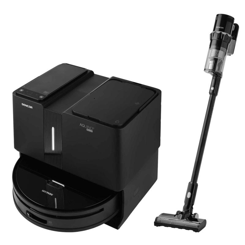 Sencor SRV 9790BK + SVC 7523BK Sada robotického a tyčového vysavače