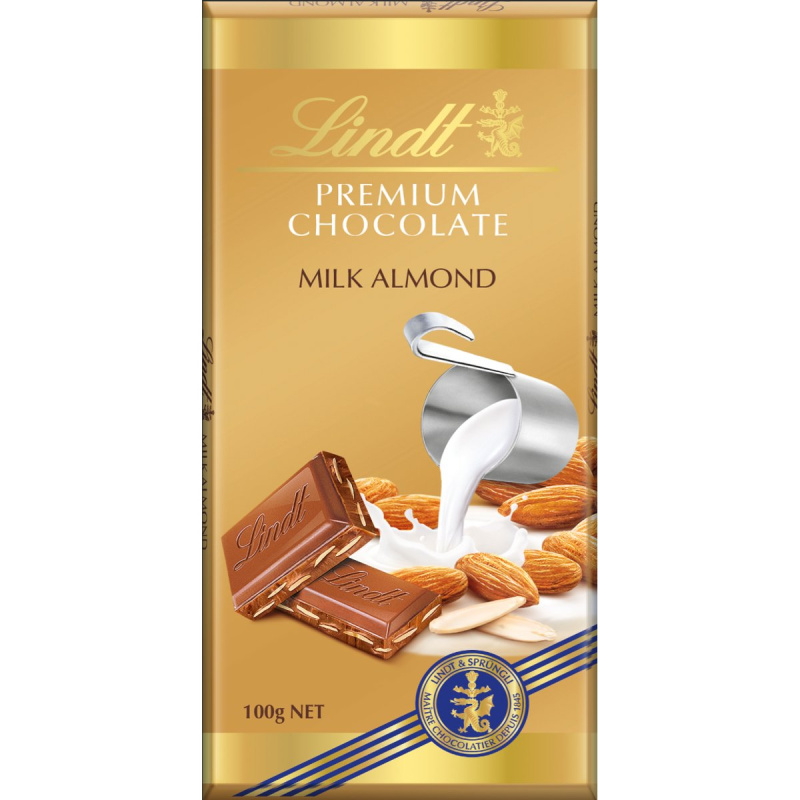 Lindt čokoláda Gold Tablet Švýcarská Mléčná s celými mandlemi