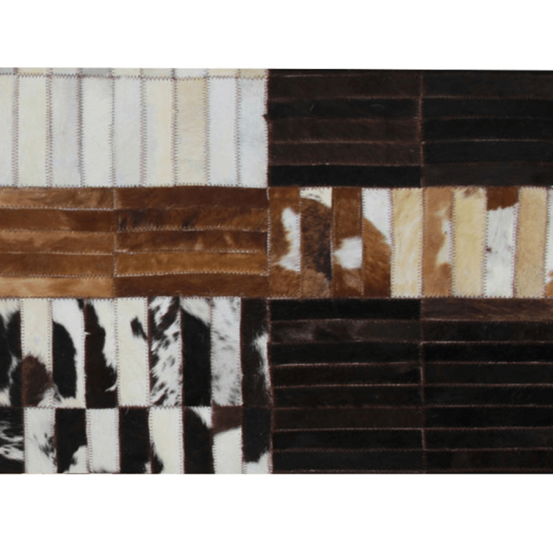 Luxusní kožený koberec, černá/hnědá/bílá, patchwork, 171x240, KŮŽE TYP 4