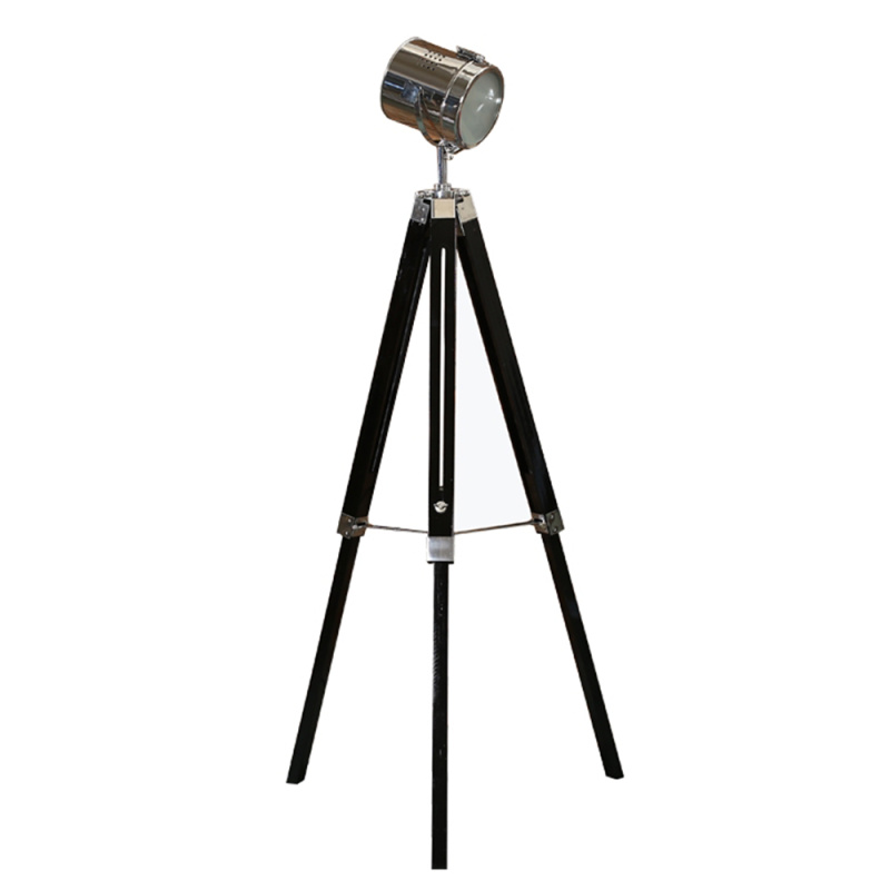 Stojací lampa, černé dřevo / kov, CINDA TYP 26