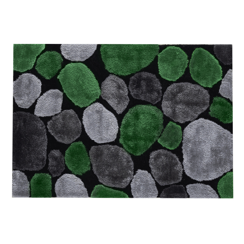 Koberec, zelená/šedá/černá, 80x150, PEBBLE TYP 1