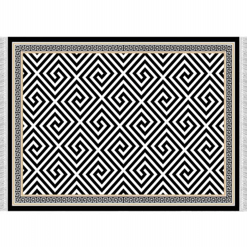 Koberec, černo-bílý vzor, 80x200, MOTIVE