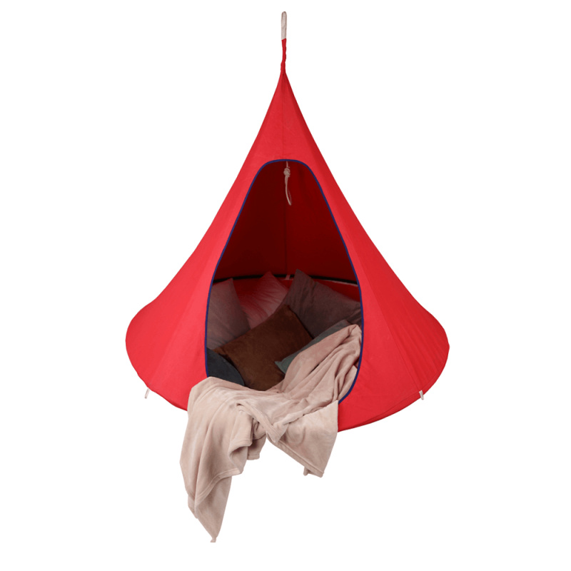 Závěsné houpací křeslo, červená, KLORIN NEW KLASIK CACOON HAMMOCK