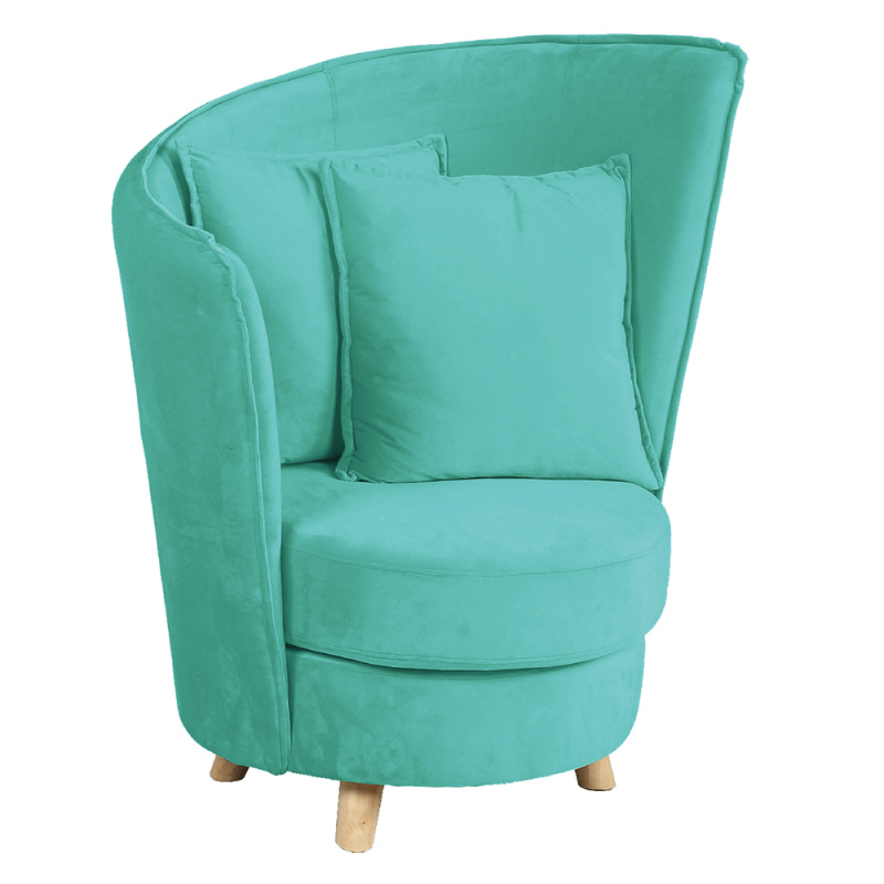 Křeslo ve stylu Art Deco, neo mint Velvet látka/dub, ROUND