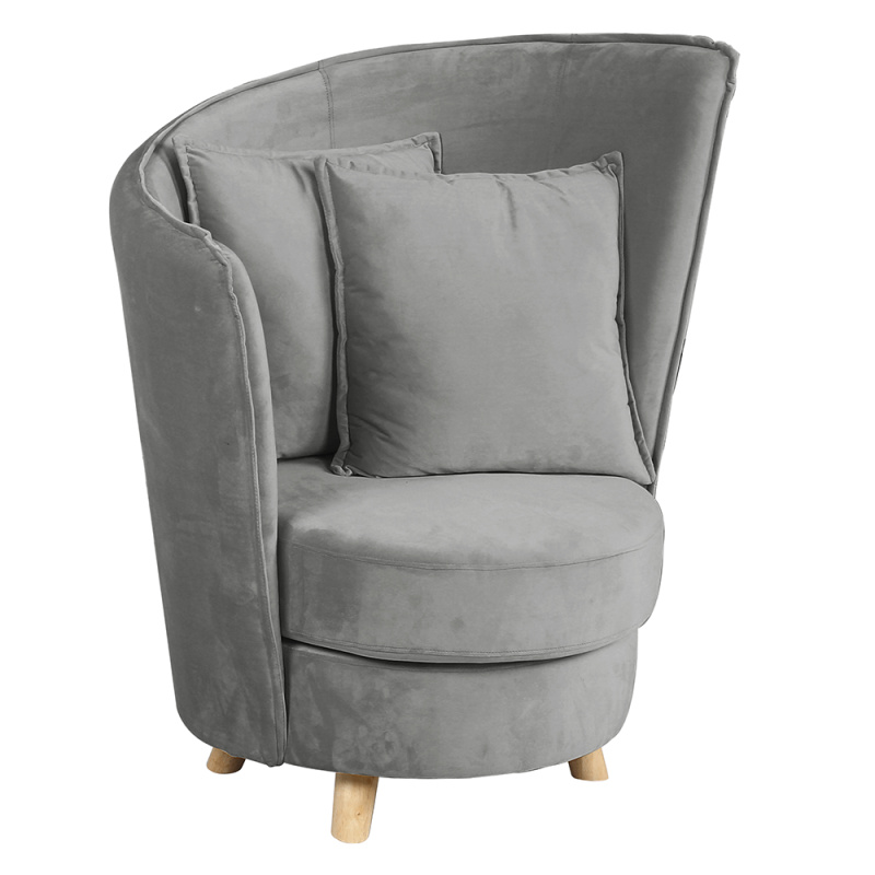 Křeslo ve stylu Art Deco, světlešedá Velvet látka / dub, ROUND
