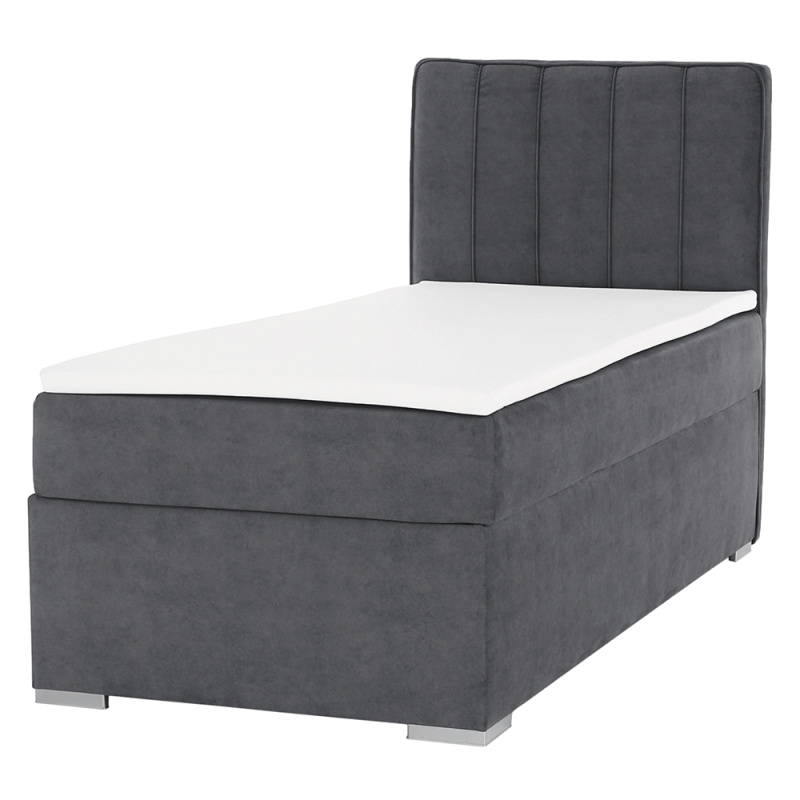 Boxspringová postel, jednolůžko, šedá, 90x200, pravá, AMIS