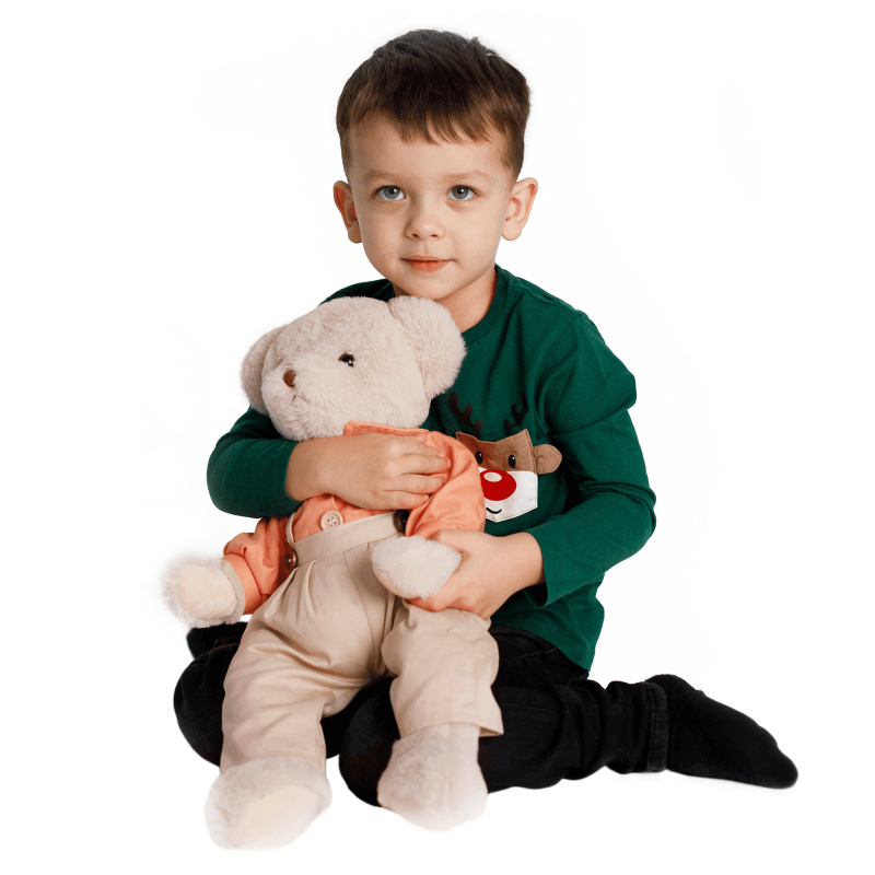 Plyšový medvídek, smetanová / oranžová, 45cm, Maden BOY TYP1