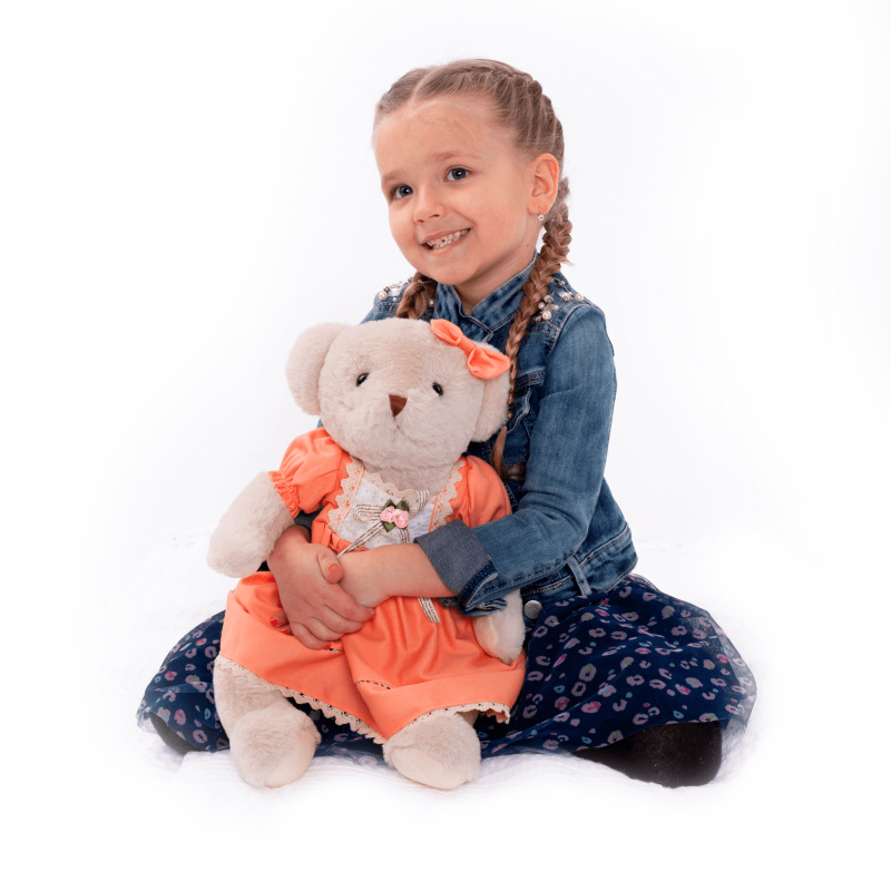 Plyšový medvídek, smetanová / oranžová, 45cm, Maden GIRL TYP1