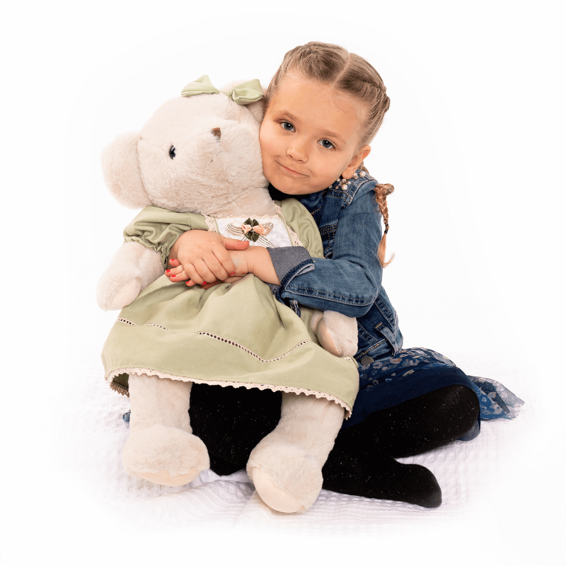 Plyšový medvěd, smetanová / zelená, 65cm, Maden GIRL typ2