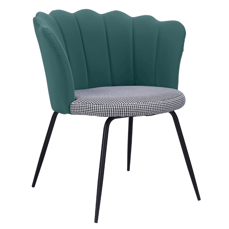 Designové křeslo, Art-deco, ekokůže/látka, zelená/vzor, NELIN