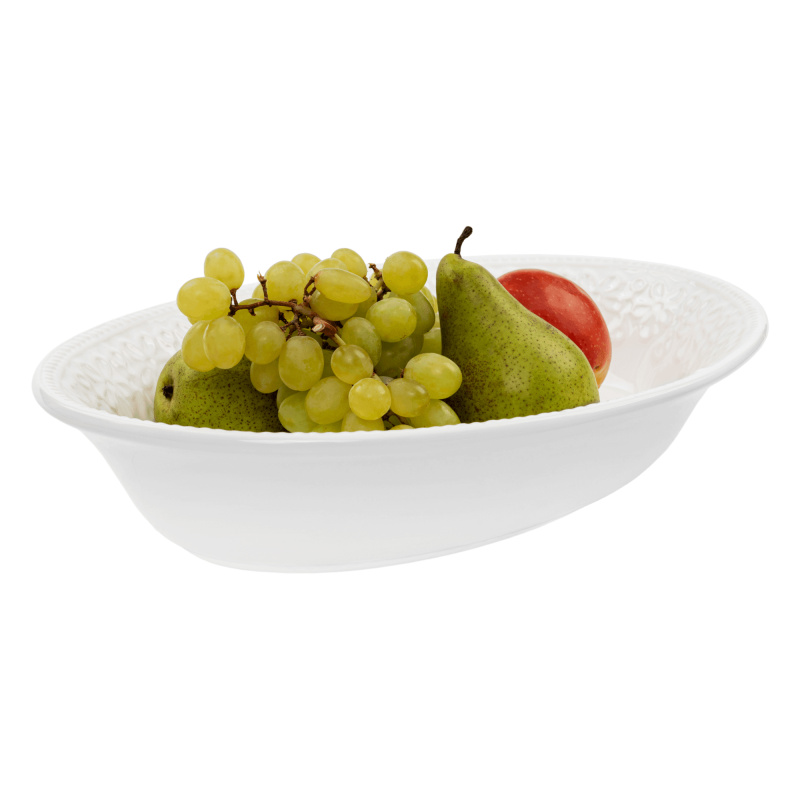 Servírovací mísa, bílá, keramika, NADINE