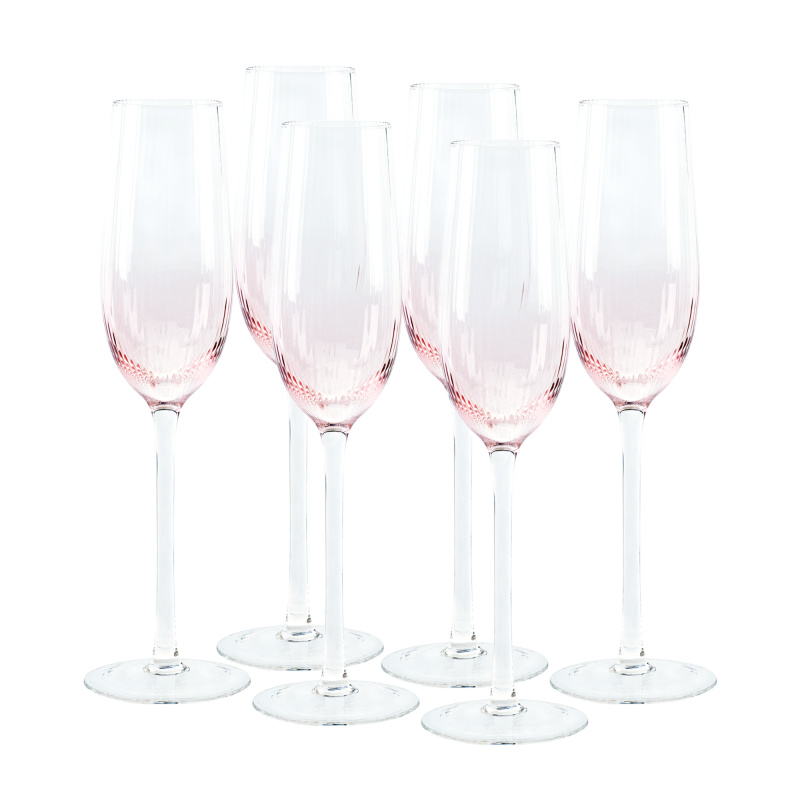 Sklenice na šampaňské, set 6 ks, 280 ml, růžová, CELESTE TYP 1