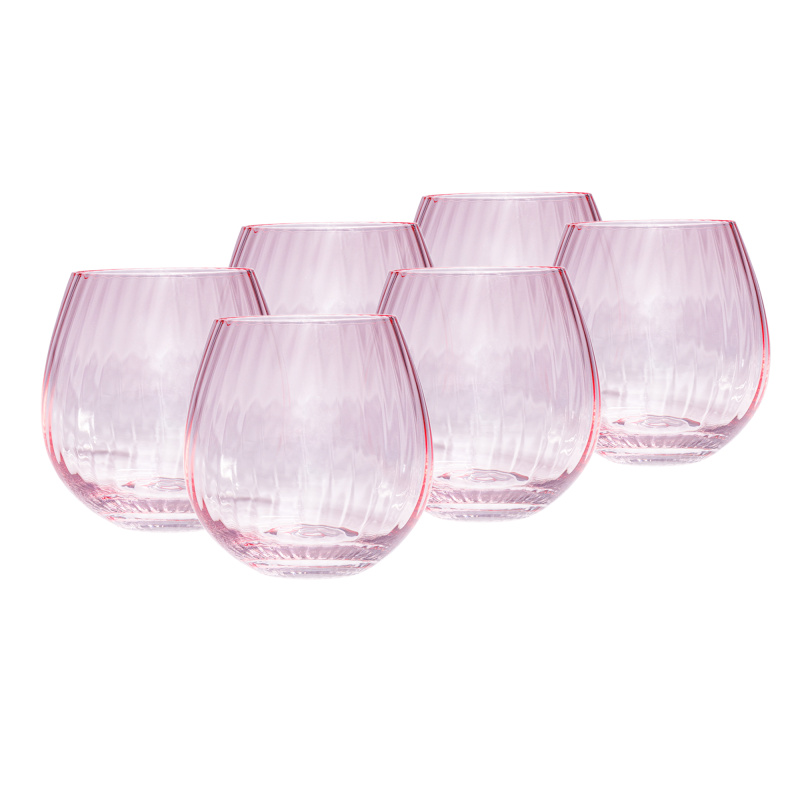 Sklenice na vodu, set 6 ks, 350 ml, růžová, CELESTE TYP 2
