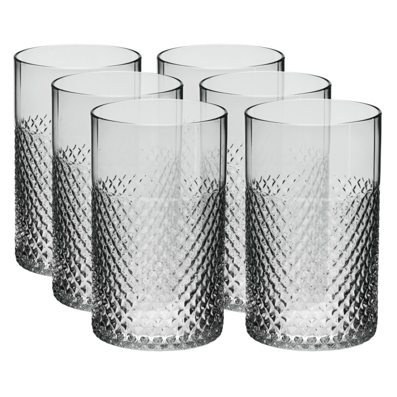 Sklenice na vodu, set 6 ks, 250 ml, kouřová, AVEIRO TYP 3