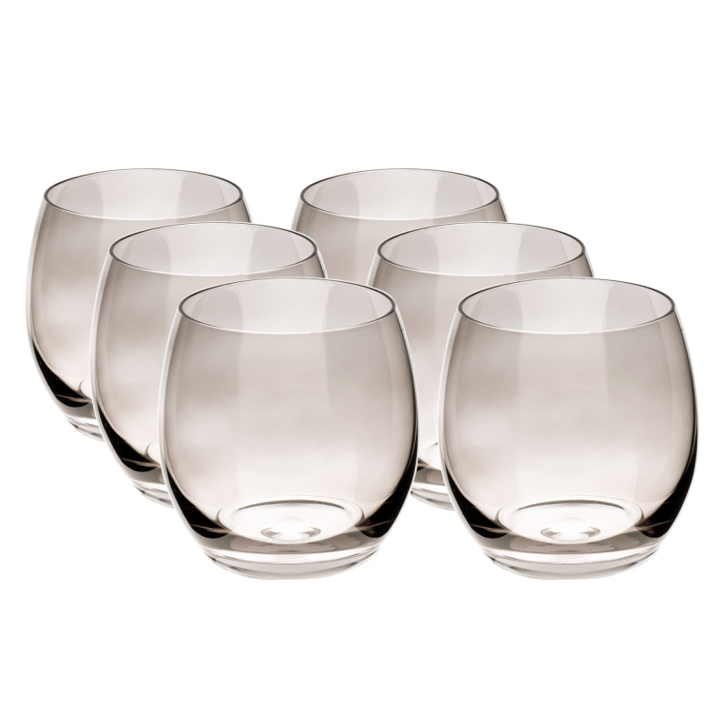 Sklenice na vodu, set 6 ks, 450 ml, kouřová tmavě hnědá, LILO TYP 4