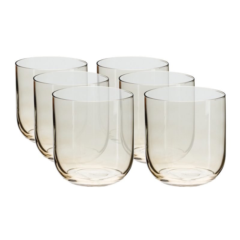 Sklenice na vodu, set 6 ks, 360 ml, kouřová světle hnědá , LILO TYP 5