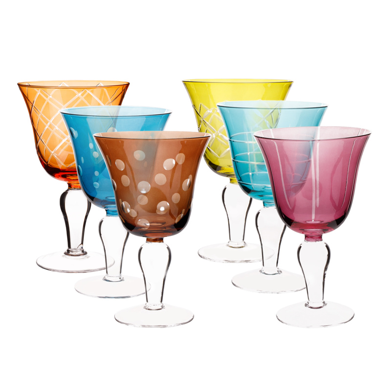 Sklenice na víno, set 6 ks, 350 ml, mix barev, GAIRA TYP 2