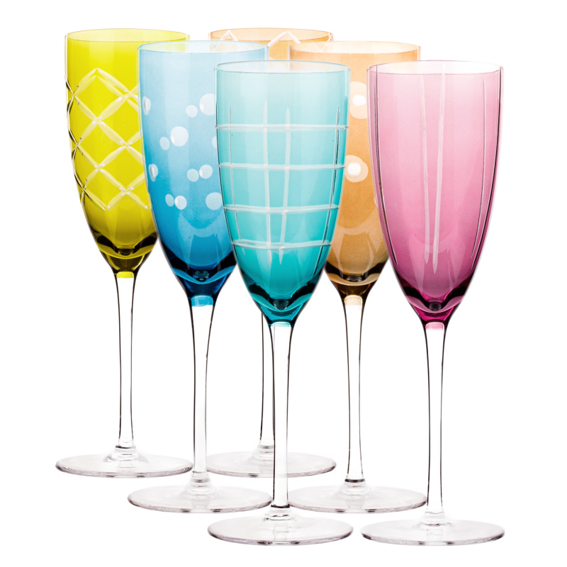 Sklenice na šampaňské, set 6 ks, 300 ml, mix barev, GAIRA TYP 3