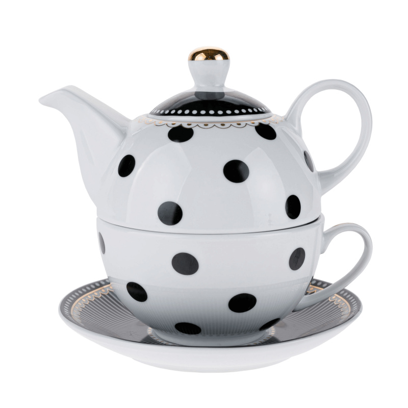 TEMPO-KONDELA DOTS AFTERNOON TEA, konvička se šálkem, porcelán