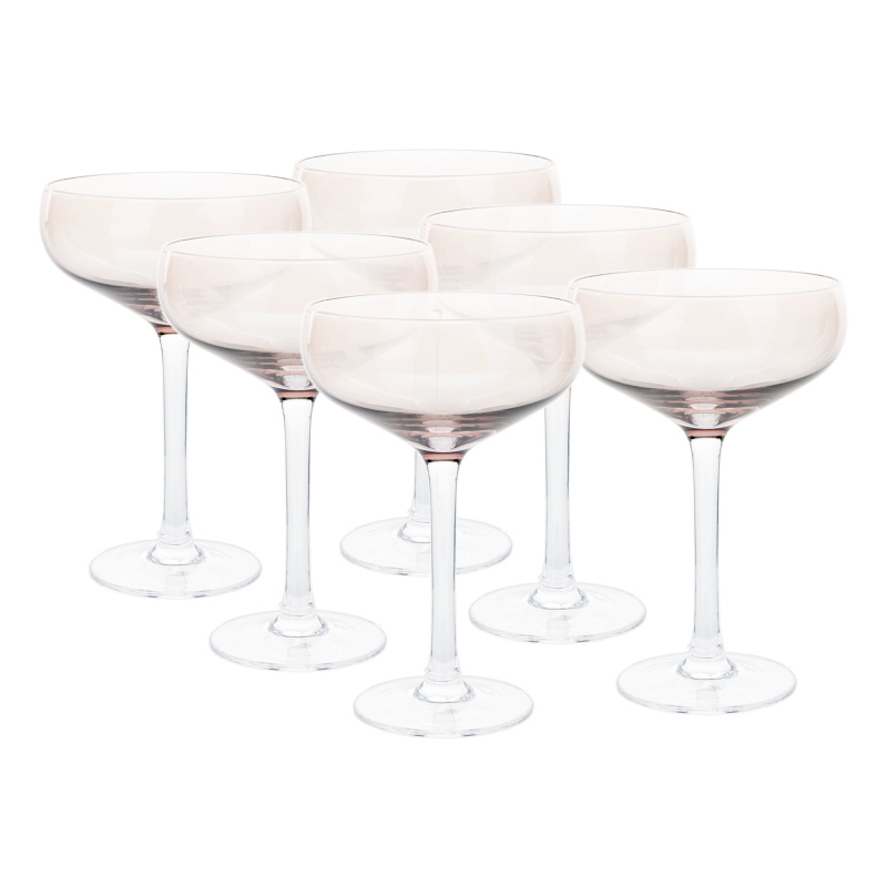 Sklenice na koktejly, set 6 ks, 250 ml, kouřová tmavě hnědá, LILO TYP 3